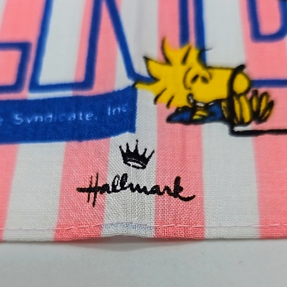 Vintage Snoopy and His Friends Striped Pink and Blue Handkerchief - Picture 4 of 9